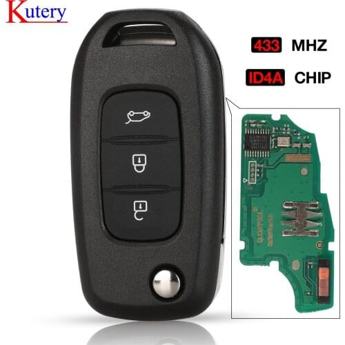 Kutery 3 Buttons Flip Remote Key PCF7952E 4A Chip for Renault Kadjar Captur Megane 3 Symbol 433MHz Hu138te VAC102