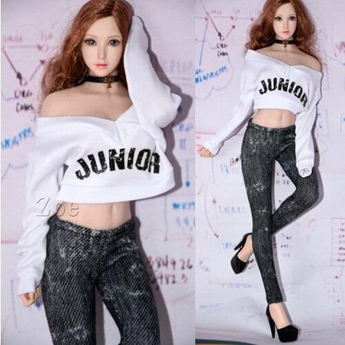 1/6 Scale Female Fashion T Shirt Jeans Tights for 12 Inches Tbleague Phicen Jiaou Doll Clothes