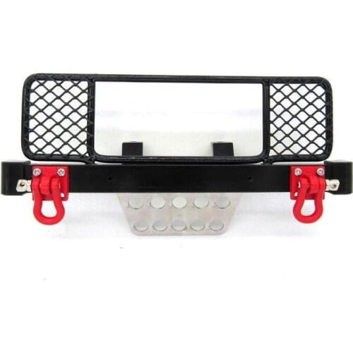 Metal Front Bumper with Center Net Protection Armor for MN Model D90 D91 D99S M 1/12 RC Car Upgrade Parts