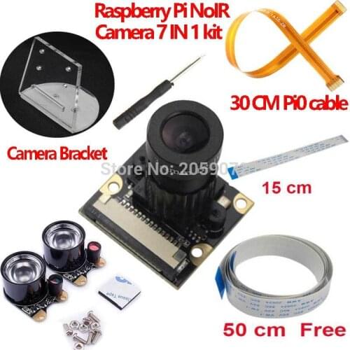 Raspberry Pi Camera Focal Adjustable Infrared Night Vision Noir camera Module for Raspberry Pi 3 Model B 4B zero w bracket 7in1