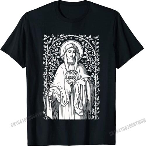 Vintage Virgin Mary Immaculate Heart Catholic Premium T-Shirt Camisas Men Latest Men T Shirt Casual Top T-Shirts Cotton Gift