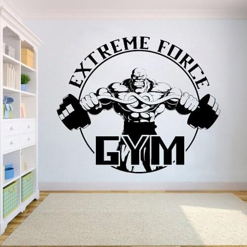 Wall Sticker Vinyl Decal Gym Extreme Force Bodybuilding Fitness Sport Art Wall Sticker Vinyl Removable DK-245