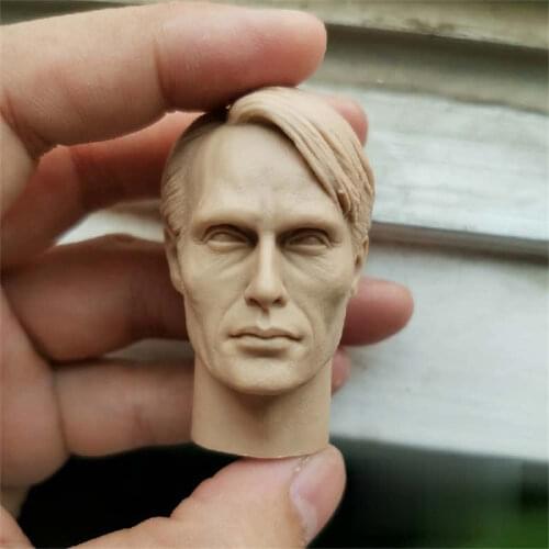 Unpainted 1/6 Scale Mads Mikkelsen Head Sculpt Model For Action Figure Dolls Soldier Accessories Painting Exercise No.173