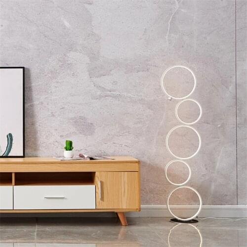 Nordic LED Floor Lamp Touch Switch Ring Indoor Decor Light Modern Minimalist Art Living Room Bedroom Home Standing Lamp Lighting