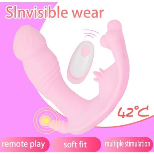 Wearable Butterfly Dildo Vibrator Wireless Remote Heating G spot Stimulate Panties Vibrator Adult Sex Toys for Women Masturbator