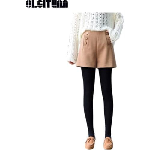 New Women Fashion Temperament Shorts Autumn/Winter Solid Color 2020 S-2XL Female Loose Thin Casual Woolen Wide Leg Shorts