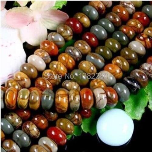 ! Wholesale 5X8mm Multi-color Picasso chalcedony Gems loose beads 15" 5pc/lot fashion jewelry JT5439