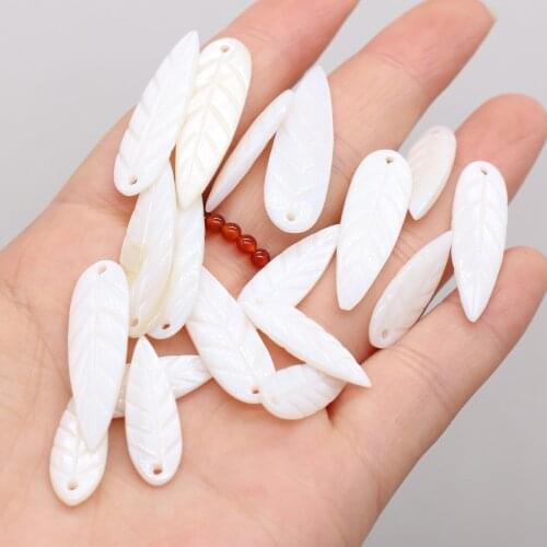 Natural White Shell Leaf Pendant Bead Craft Making DIY Bracelet Necklace Earrings Hair Bun Gift Party Jewelry Accessories Beads