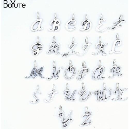 BoYuTe (100 Pieces/Lot) Factory Direct Sale Tibetan Silver From A-Z Letter Alphabet Bracelet Charms for Jewelry Making