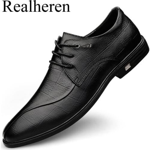 Casual Business Mens Leather Shoes Men Formal 2021 Italian Design Office Dress Wedding Social Elegant Gents Comfortable Black