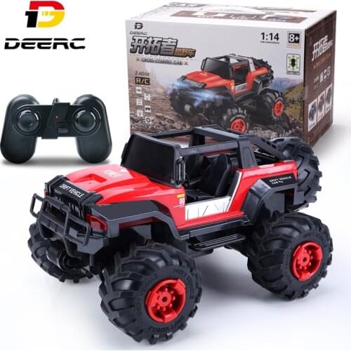 DEERC 1:14 / 1:16 4WD RC Car With Led Lights 2.4G Radio Remote Control Off-Road Trucks 60 Mins Play Toys For Boys Children Gifts