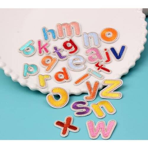 Multicolor English Alphabet Letters Iron On Patches Sew on Embroidered Bagde Patch Applique For Clothes Bag
