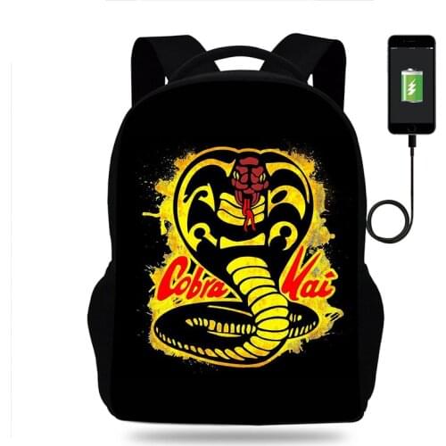 Cobra Kai Backpack for Boy Girls Teenager School Bags Children Student Knapsack Men Women USB Charging Travel Bags