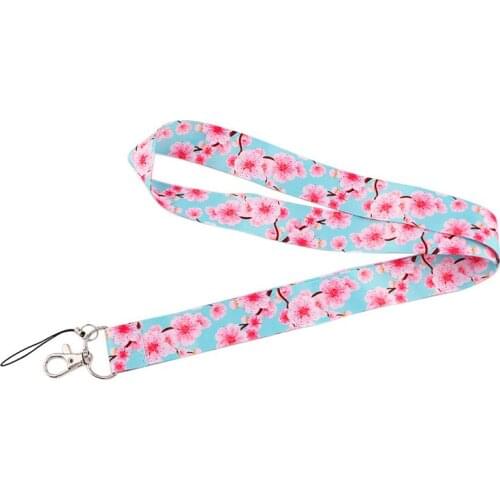 Pink flowers Lanyard for Keys Phone Cool Neck Strap Lanyard for Camera Whistle ID Badge Cute webbings ribbons Gifts