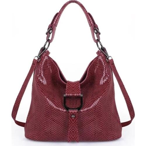 New Genuine Snake Pattern Soft Leather Shoulder Bag Large Capacity Wild Fashion Ladies Messenger Bag Handbag