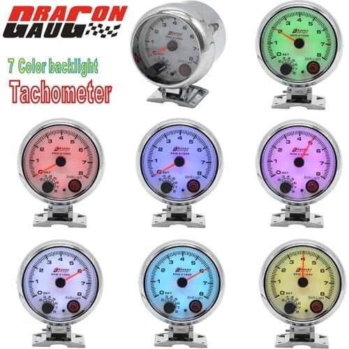 Dragon gauge 3.75" High speed stepper motor Auto Tachometer Gauge Meter 0-8000 RPM Racing modification with 7 Colors Backlight