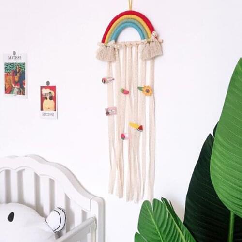 Room Decoration Hair Clips Hanger Organizer Strip INS Nordic Rainbow Tassel Wall Hanging Ornaments Room Decoration Accessories