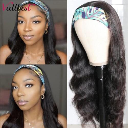 Vallbest Body Wave Wigs With Headband Remy Human Hair Wigs For Women Glueless Scarf Wig Brazilian Hair Headband Wig Beauty Hair