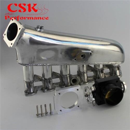 Intake Manifold Plenum +Universal VQ35TPS 80mm Throttle body Fits For BMW E30 M20 320i / 325i 1987-1991