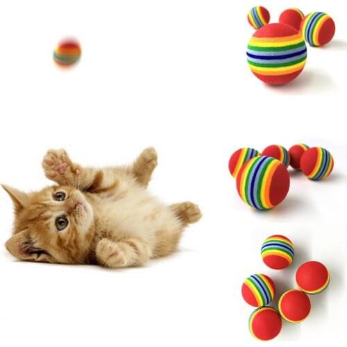 Funny Creative Rainbow Ball Pet Dog Puppy Cat Rainbow Striped Chewing Interactive Ball Teething Toys for Cats Dogs Accessories