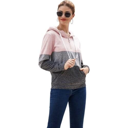 Womens Half Zip-Up Hoodie Long Sleeve Striped Lightweight Pullover Sweatshirt Casual Knit Tunic Jacket with Pockets