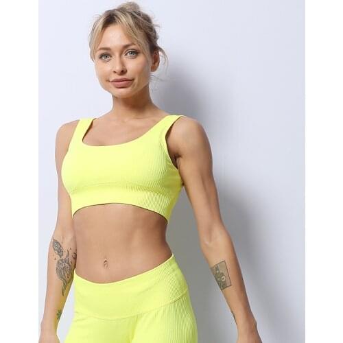 Striped Women Sport Bra Pink Yoga Vest Comfortable Tight Running Seamless Fitness Back Double Shoulder Womens Activewear Tops