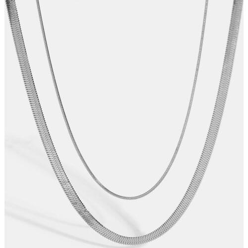 Double Layer Snake Chain Necklace For Women Stacking 14K Gold Plated Stainless Steel Choker Necklace Party Gifts