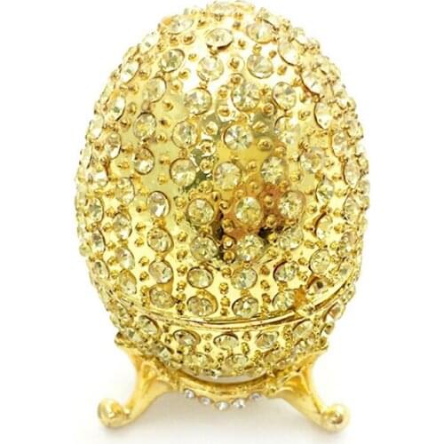 Golden Egg Storage Box Enamel Easter Egg Jewelry Storage Box Egg Enamel Diamond Small Jewelry Box Decorative Gifts