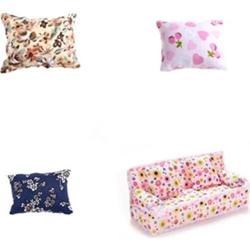 1/12 Cloth Sponge Floral Printed Toys Art Sofa Cushion Doll Playing House Toys Doll Accessories Baby Doll Toys