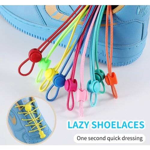 1Pair Sneaker ShoeLaces Elastic No Tie Shoe Laces Stretching Lock Lazy Laces Quick Rubber Round Shoestrings 17 Colors