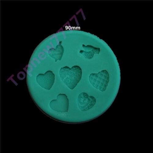 1Pcs Various shapes of heart-shaped 3D silicone cake fondant decoration mold tools 2387