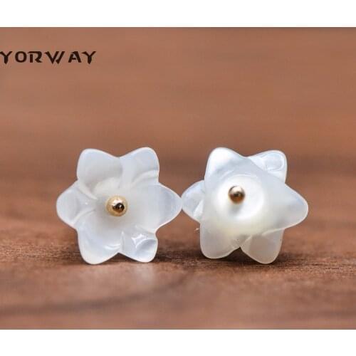 10pcs White Mother of Pearl Tulip 3D Shell Flower Beads 6/ 10mm (#V1035)