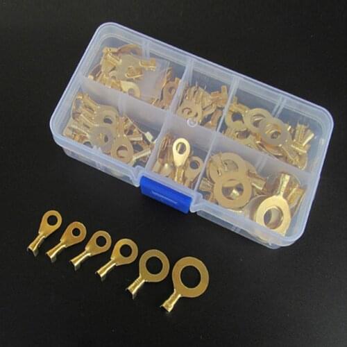 150pcs/set Round Terminal Block DJ431 O-type Lugs Terminals Cold-Pressed Connector Copper Tab Wiring Nose Combination Set