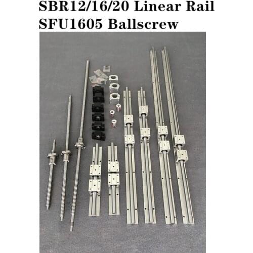 3 linear rail SBR sets + ballscrew ball screws sets+ BK/BF12+ couplers for CNC