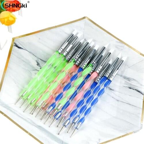 5PCS 2 Way Pottery Clay Ball Styluses Tools Nail Art Tools Silicone Color Shapers Dotting Tool Polymer Clay Sculpture Tool