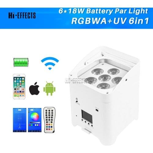 6*18w RGBWA UV 6IN1 LED Battery Par Light Wireless DMX with iO S& Andorid Phone App Remote Control For Party Wedding decoration
