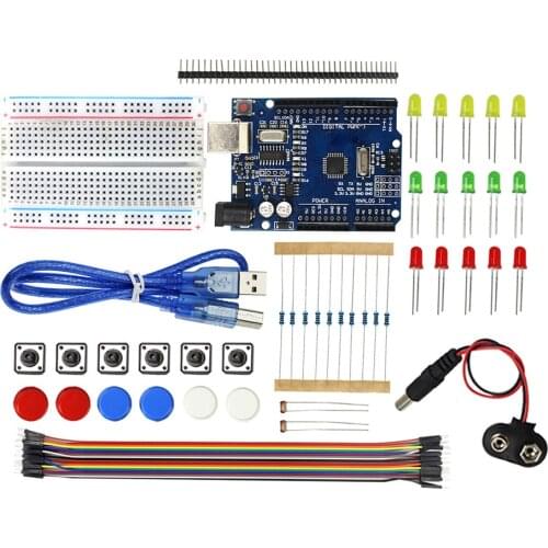 Electronics Basic Kit Power Supply Module Breadboard Jumper Wire LED Resistor for Arduino Raspberry Pi
