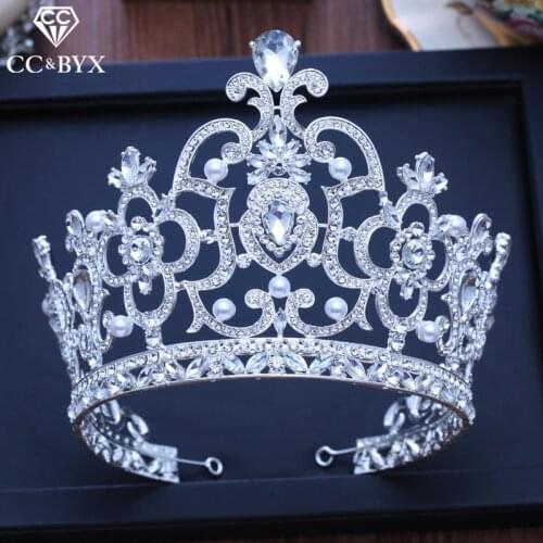 CC big tiaras and crowns hairbands luxury pageant engagement wedding hair accessories for bride jewelry shine rhinestone XY205