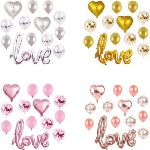 Large rose gold love letter balloon transparent Sequin balloon package love aluminum film wedding room layout