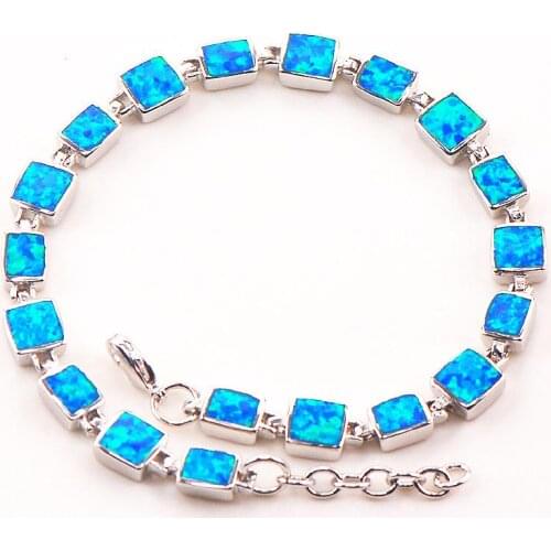 Blue Fire Opal 925 Sterling Silver Bracelet P88 8" Free Ship High quantity Factory price Beautiful Jewelry For Men and Women