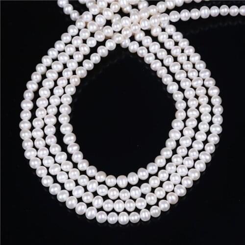 5-6mm Cultured Potato freshwater Pearl DIY Necklace Bracelet Jewelry Making Potato Shape White Loose Beads Strand
