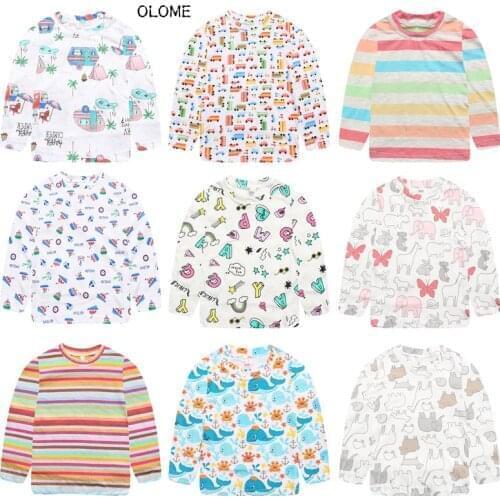 Kids Long Sleeve T-shirts Children Sweatshirt Cotton Tops for Kids Striped Girls Tee Shirt OLOME Baby Boys and Girls Clothes