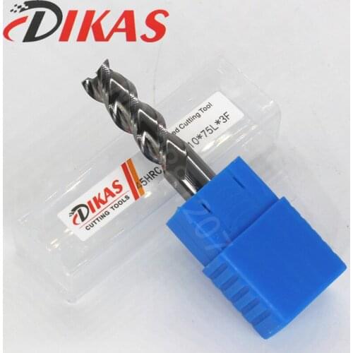 Dikas 45HRC d10*D10*75L*3F material Carbide Square Flatted End Mill 3 flute 10mm coating nano use for High-speed milling machine