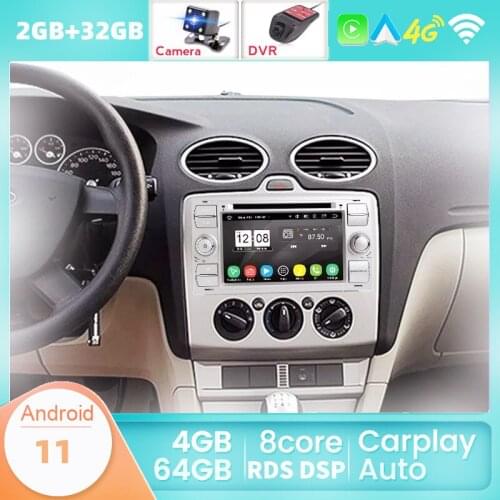 DSP IPS 2 Din Android 11 Car GPS For Ford Mondeo S-max Focus C-MAX Galaxy Fiesta Transit Fusion Connect Kuga DVD PLAYER Carplay