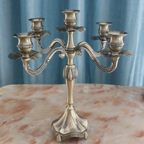 European retro nostalgic candlestick alloy ancient copper candlestick hotel clubhouse home furnishings votive candle holders