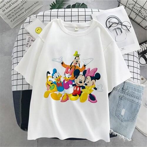 Disney Tshirt Mickey And His Friends Print T Shirt Women Summer Casual Cartoon T-shirts Streetwear Harajuku Short Sleeve