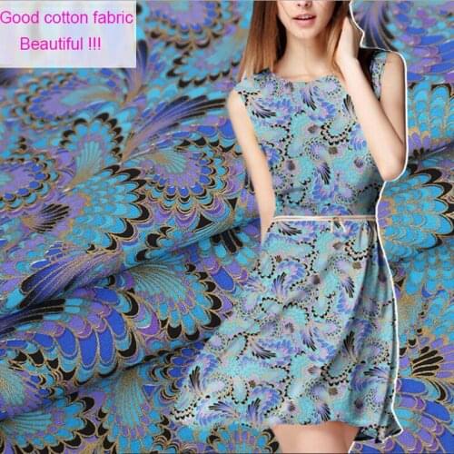 Wide 140cm Good Japanese Style Cotton Fabric Bronzing Peacock Tail Print Cotton Fabric Sewing Patchwork DIY Children Clothing
