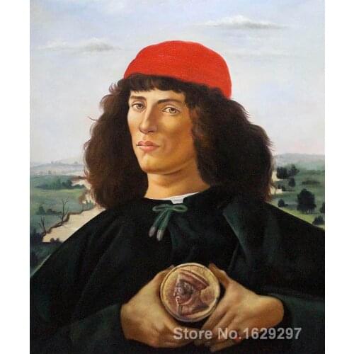 Art for sale Portrait of a Man with the Medal of Cosimo by Sandro Botticelli canvas Handmade High quality