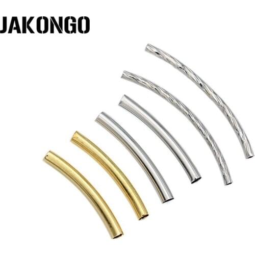 30pcs /lot Rhodium Plated Curved Tube Spacer Beads Connectors Beads For DIY Bracelet Jewelry Material Jewelry Findings