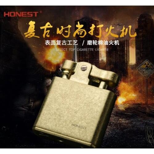Pure Copper Kerosene Lighter Honest Qinghui2 One Button Press Ignition Gasoline Oil Lighter Business Gift With Fine Box
